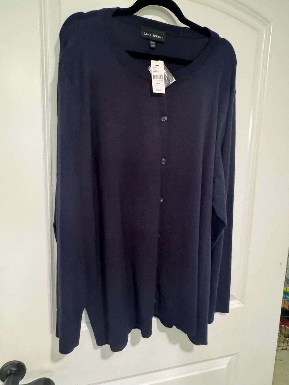 Plus Size Navy Button Front Cardigan Sweater Lightweight Classic Layering 4X 5X